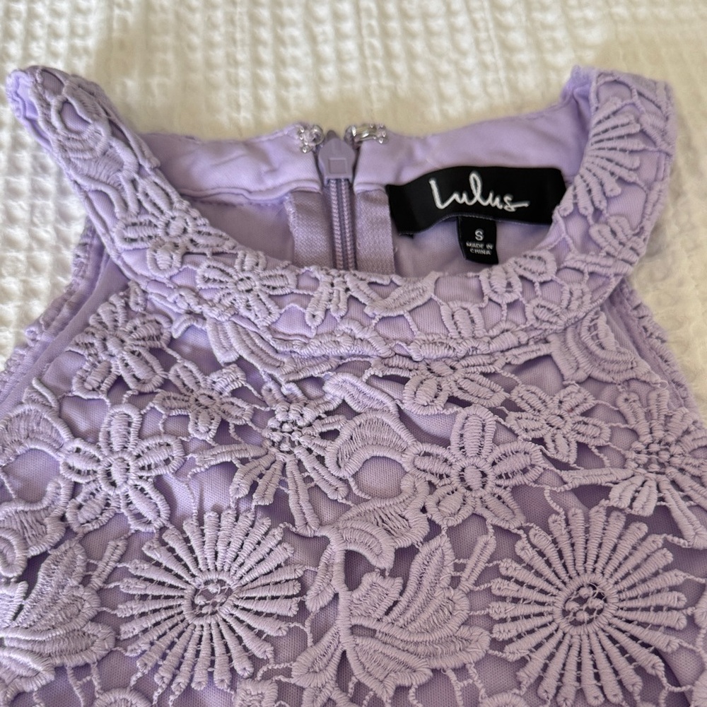 Lulus Lavender Floral Lace Halter Mini Dress - Picture 2 of 6